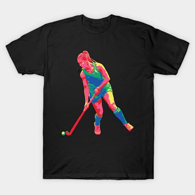 Field Hockey Player: Vibrant T-Shirt by ziafrazier